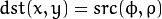 dst(x,y) = src( \phi , \rho )