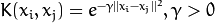 K(x_i, x_j) = e^{-\gamma ||x_i - x_j||^2}, \gamma > 0