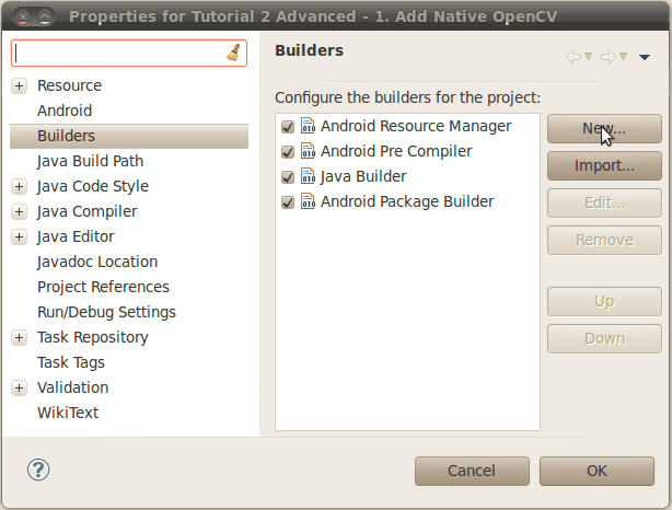 Configure builders