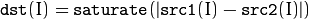 \texttt{dst}(I) =  \texttt{saturate} (| \texttt{src1}(I) -  \texttt{src2}(I)|)