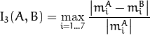 I_3(A,B) =  \max _{i=1...7}  \frac{ \left| m^A_i - m^B_i \right| }{ \left| m^A_i \right| }