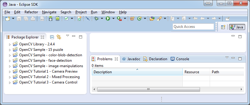 OpenCV package imported into Eclipse