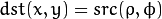 dst(x,y) = src( \rho , \phi )