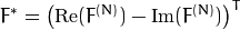 F^*=\left(\textrm{Re}(F^{(N)})-\textrm{Im}(F^{(N)})\right)^T