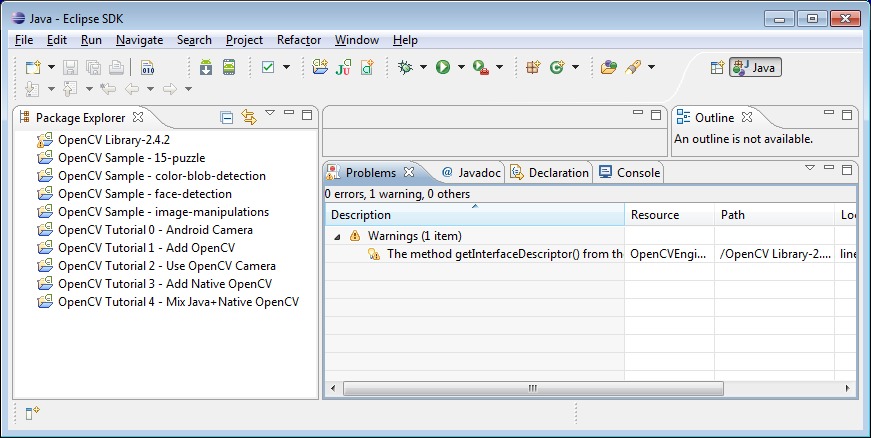 OpenCV package imported into Eclipse