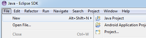 Eclipse: new Java project