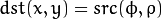 dst(x,y) = src( \phi , \rho )