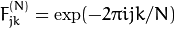 F^{(N)}_{jk}=\exp(-2\pi i j k/N)