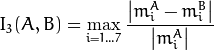 I_3(A,B) =  \max _{i=1...7}  \frac{ \left| m^A_i - m^B_i \right| }{ \left| m^A_i \right| }