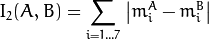 I_2(A,B) =  \sum _{i=1...7}  \left | m^A_i - m^B_i  \right |