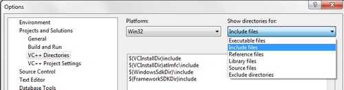 VC++ Directories in VS 2008.