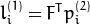 l^{(1)}_i = F^T p^{(2)}_i