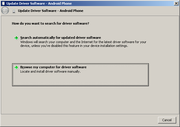 Browse for driver