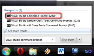The Visual Studio command prompt