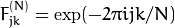 F^{(N)}_{jk}=\exp(-2\pi i j k/N)