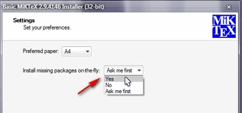The Miktex Install Screen