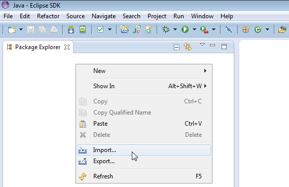 Select Import... from context menu