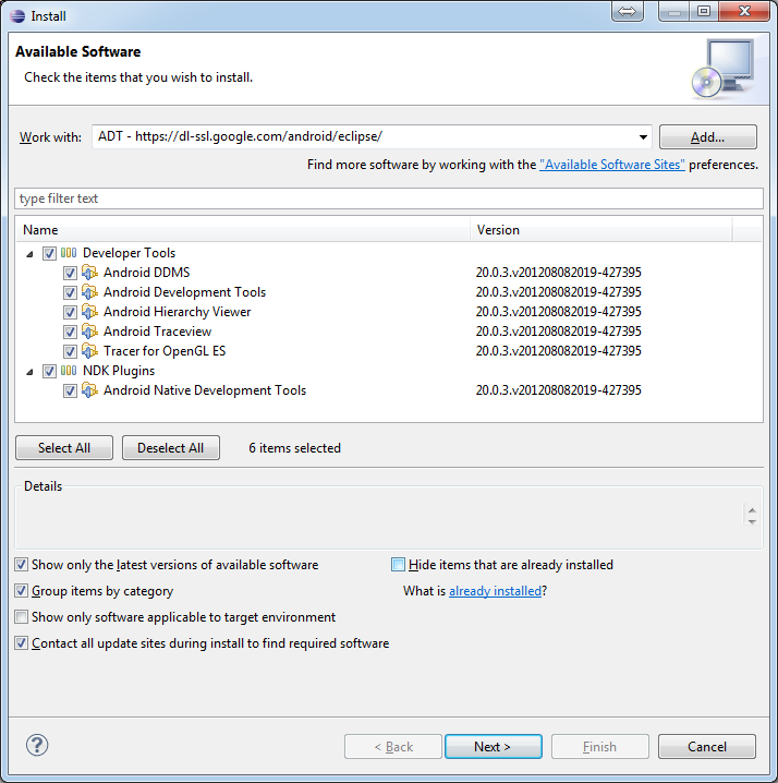 android sdk download eclipse plugin